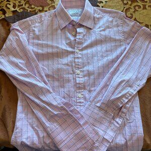 Charles Tyrwhitt Shirt Men's 15/33 Extra Slim Fit Pink Squares Button Up